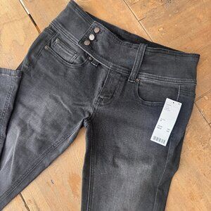 BDG Urban Outfitters low-rise, slim-fit, flare jeans in a washed black denim.